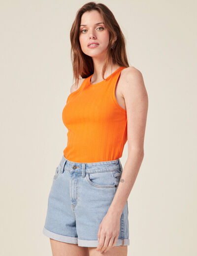 Débardeur bretelles larges orange femme