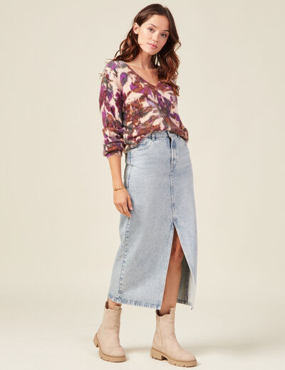 Pull manches longues violet femme
