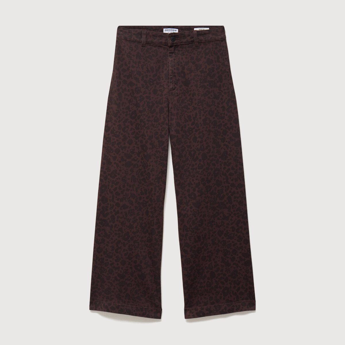 Jeans large cropped taille haute marron chocolat femme
