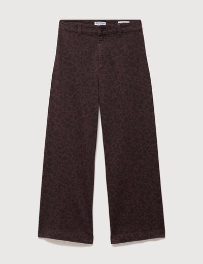 Jeans large cropped taille haute marron chocolat femme