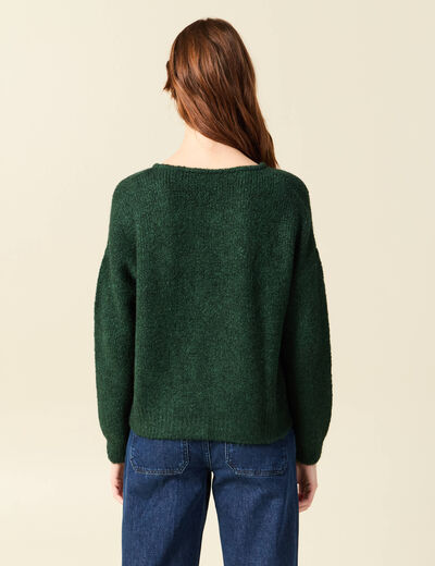 Gilet oversize manches longues vert fonc&eacute; femme
