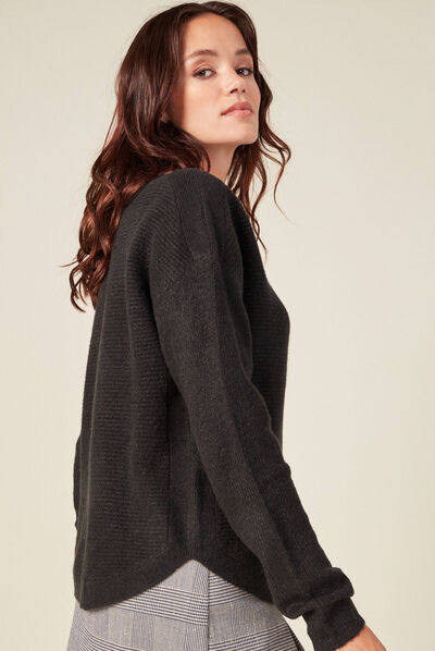 Pull manches longues noir femme