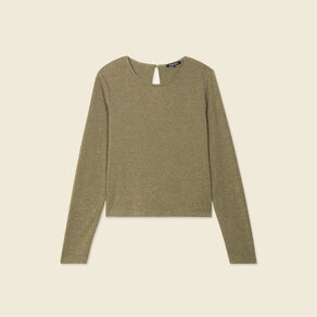 T-shirt manches longues vert kaki femme