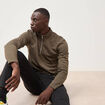 Sweat droit col montant manches longues taupe homme