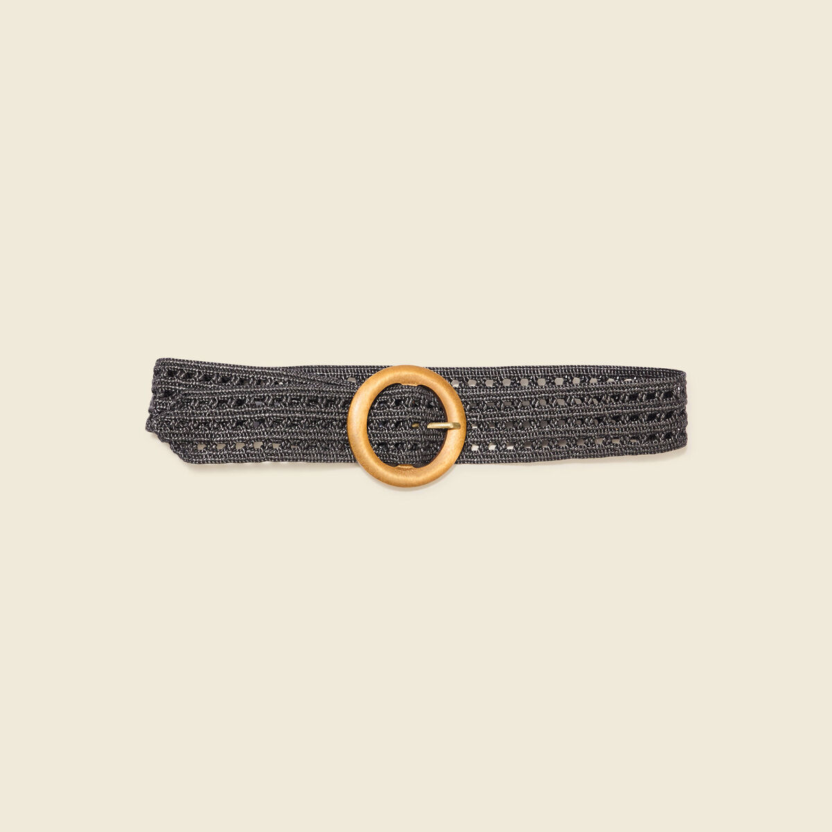 Ceinture tressée perforée noir femme