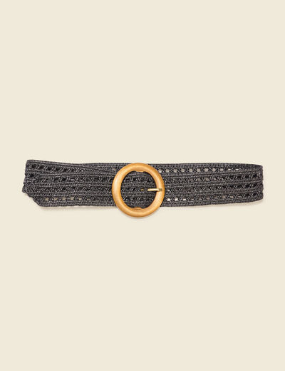 Ceinture tressée perforée noir femme
