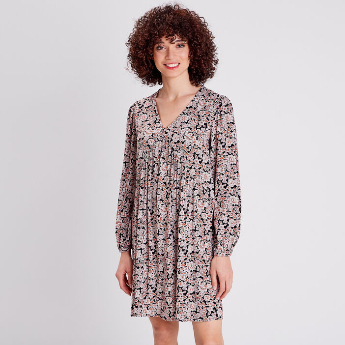 Robe évasée fluide noir femme