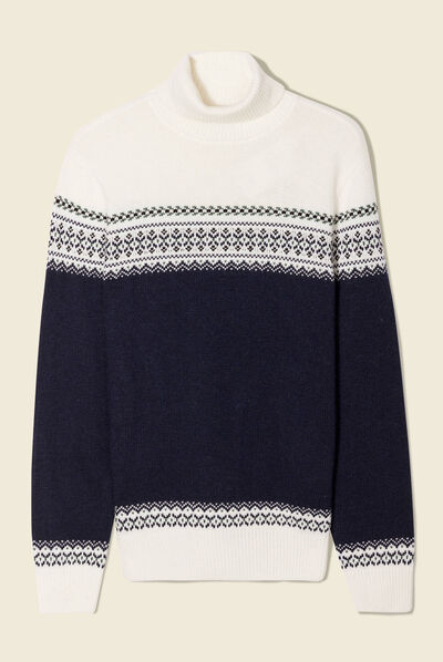 Pull manches longues vert kaki homme