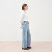 Jeans large taille haute denim baby bleu femme