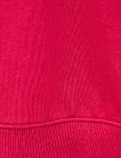 Sweat droit col rond manches longues rouge clair femme