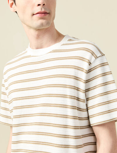 T-shirt ample en coton col rond beige fonce homme