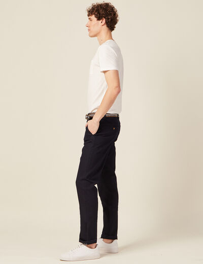 Pantalon chino ceinturé bleu foncé homme