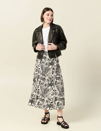 Jupe fluide taille standard blanc femme