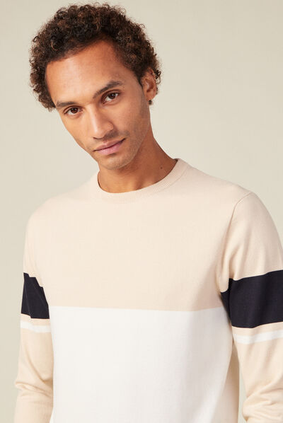 Pull éco-responsable ecru homme