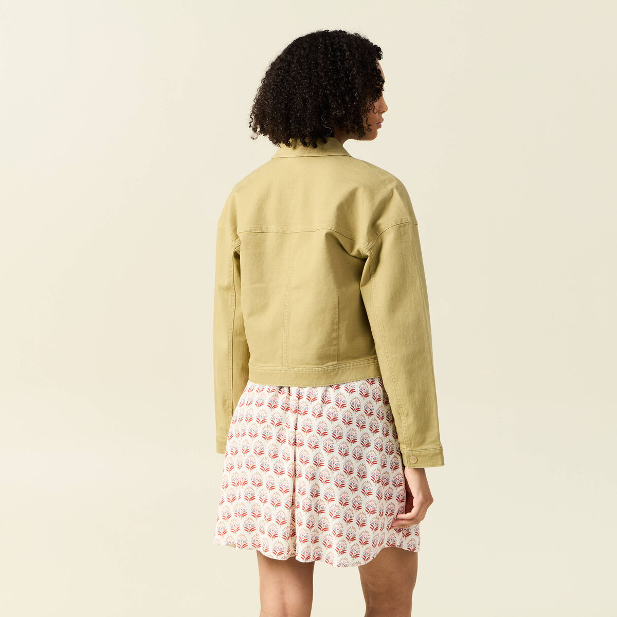 Blouson boutonné vert olive femme