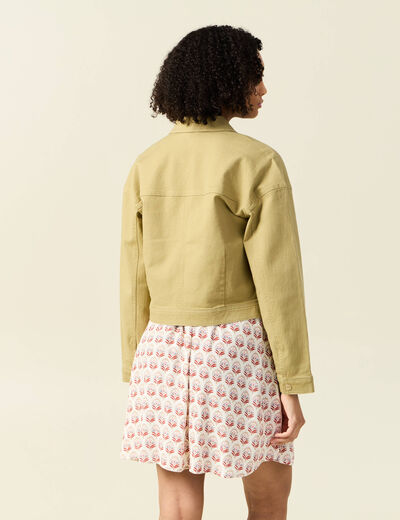 Blouson boutonné vert olive femme