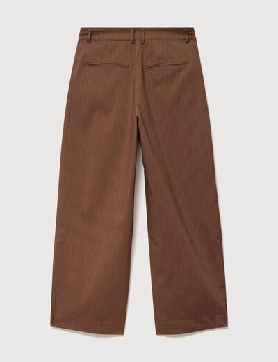 Pantalon large ray&eacute; taille standard marron fonc&eacute; femme