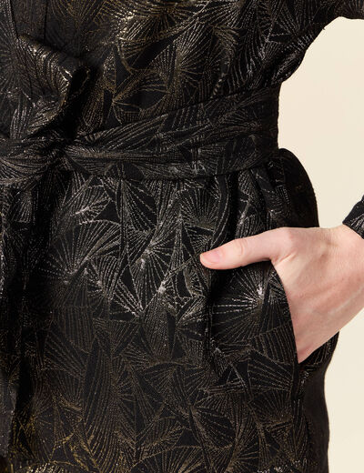 Kimono oversize manches longues ceinture couleur or femme