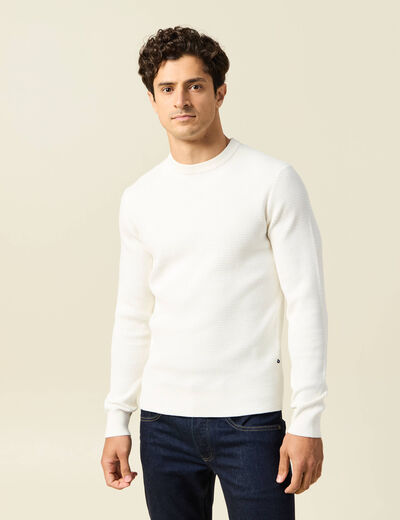 Pull droit manches longues ecru homme