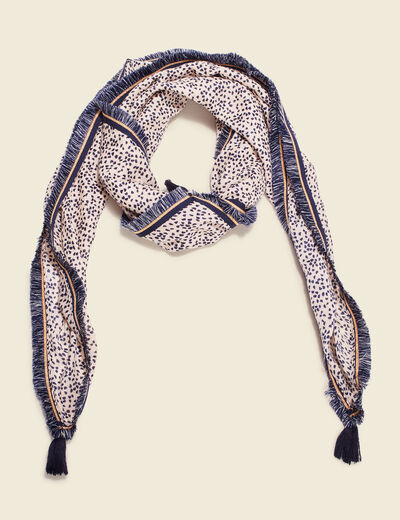 Foulard à franges bleu marine femme