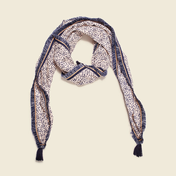 Foulard à franges bleu marine femme