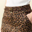 Jupe stretch avec ceinture amovible marron cognac femme