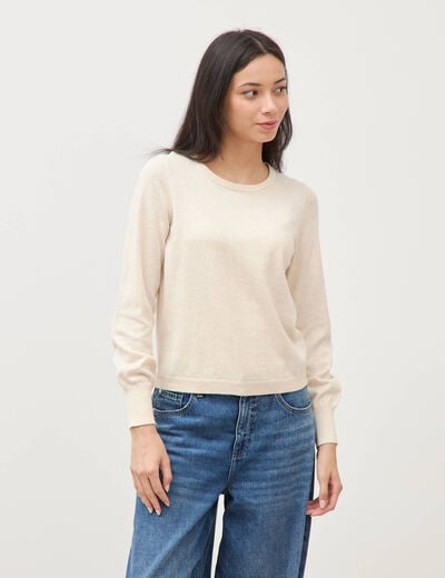 Pull manches longues creme femme