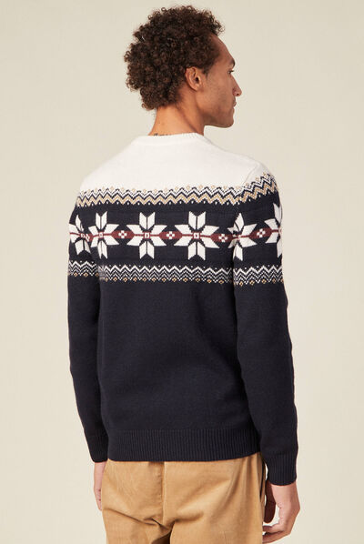 Pull manches longues bleu marine homme