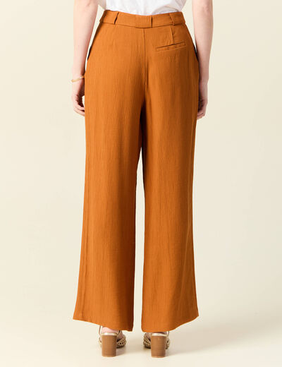 Pantalon large fluide marron femme