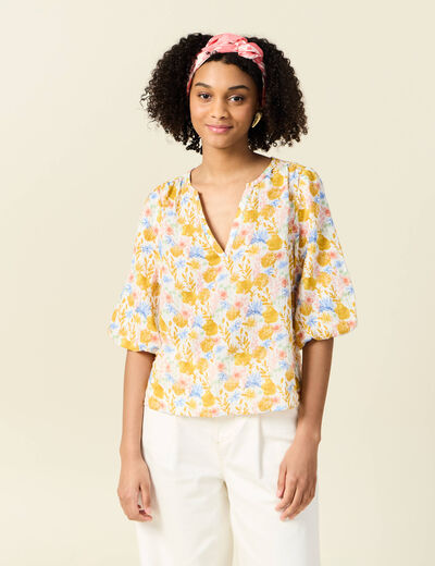 Blouse manches courtes multicolore femme