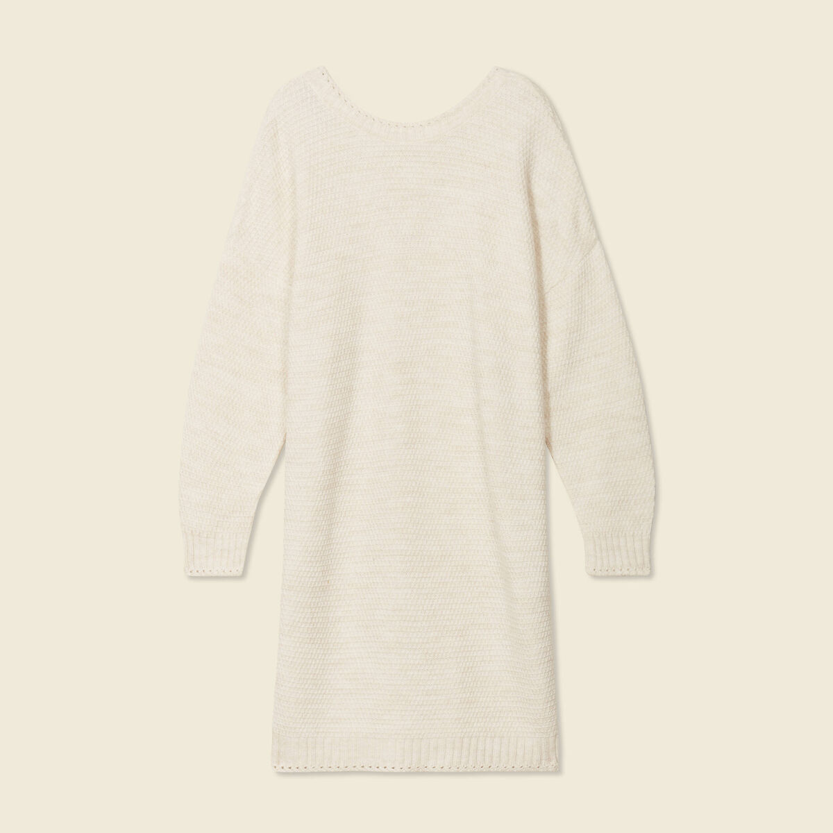Robe pull droite col bateau creme femme