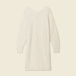 Robe pull droite col bateau creme femme
