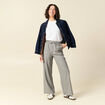 Pantalon taille haute fluide gris clair femme