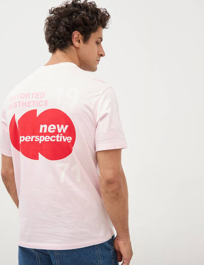 T-shirt en coton manches courtes rose homme