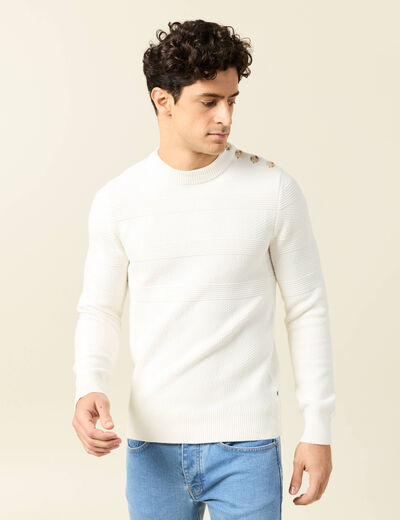Pull manches longues ecru homme