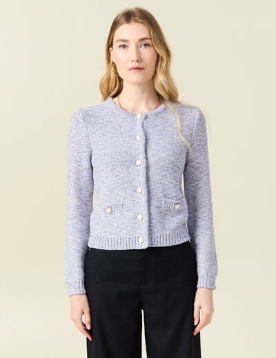 Gilet manches longues col rond bleu marine femme