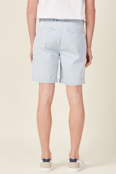 Bermuda droit en jean denim bleach homme