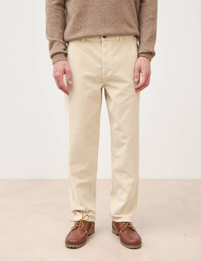 Pantalon droit en velours longueur 32 sable homme