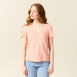 t shirt eco responsable rose saumon femme T-shirt éco-responsable rose saumon femme