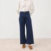 Jeans large cropped taille haute ray&eacute; denim brut femme