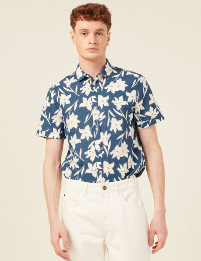 Chemise manches courtes bleu homme