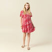 Robe évasée manches courtes rouge femme