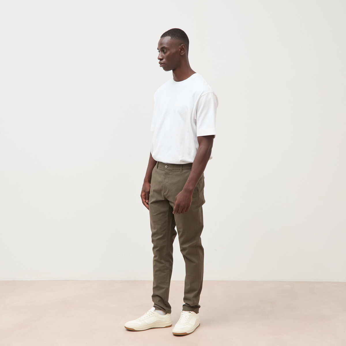 Pantalon chino slim taupe homme