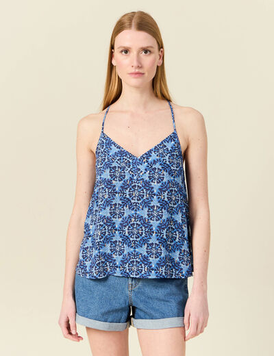 Caraco bretelles fines bleu femme