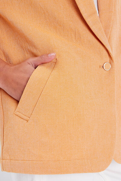 Veste droite manches 3/4 orange femme