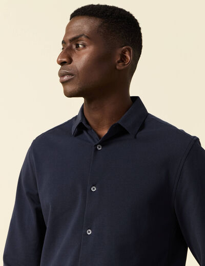 Chemise manches longues bleu marine homme