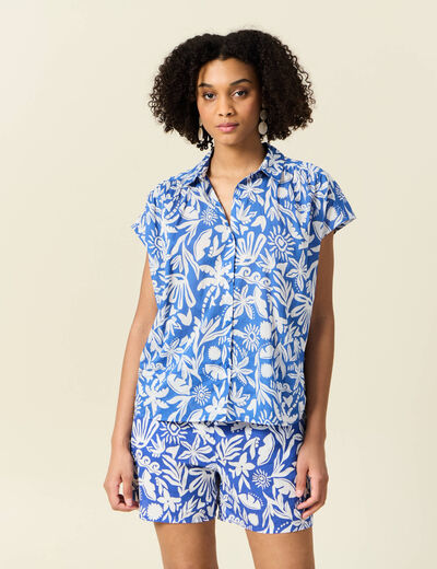 Blouse manches courtes bleu femme
