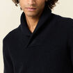 Pull manches longues col châle bleu marine homme