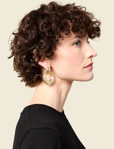 Boucles d'oreilles pendantes couleur or femme