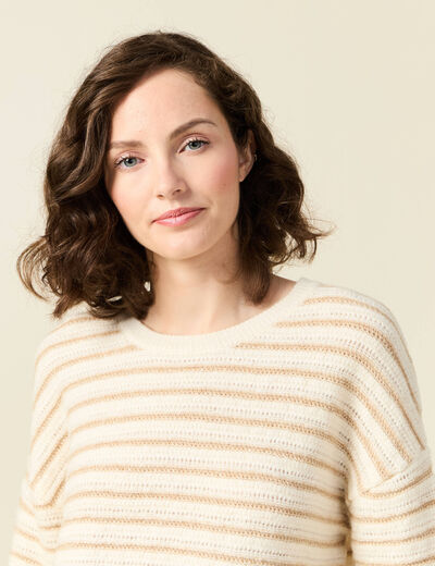 Pull manches longues ecru femme